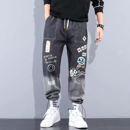 Fashion Men's Jeans Pants Hip Hop Trend Streetwear Jogging Pants Casual  Elastic Waist Men Trousers Joggers Men Sweatpants Cargo Homme @ Best Price  Online