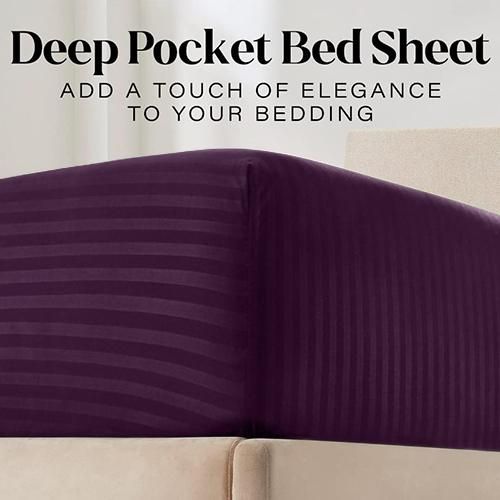 product_image_name-Snooze-طقم ملاية باستيك 3 قطع سترايبد، ملاية + 2كيس وسادة 45*65 سم، بربل - سنوز-2