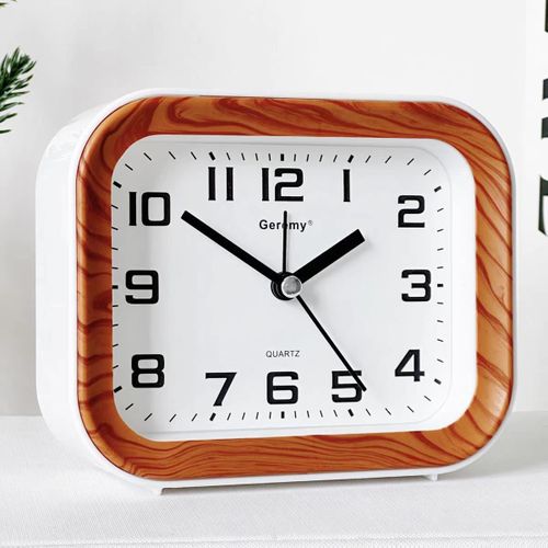 product_image_name-Generic-منبه مكتب كوارتز بتصميم خشبي أنيق -ساعة منبه بعقارب وصوت واضح -منبه نوم لغرف النوم والمكاتب -حجم صغير وعرض واضح (بني)-1