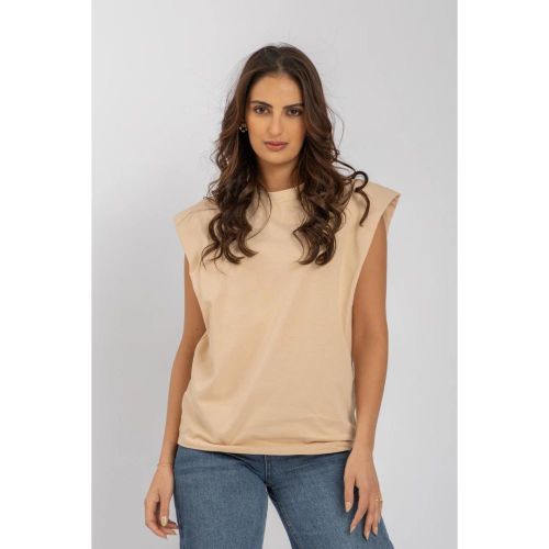 product_image_name-Esla-Plain Shoulders Muscle Slip on Top - Beige-1