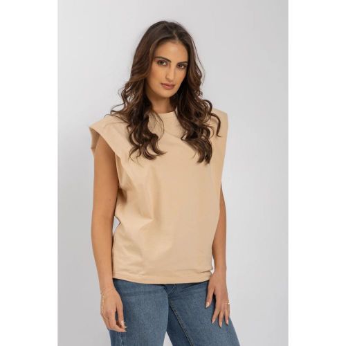 product_image_name-Esla-Plain Shoulders Muscle Slip on Top - Beige-2