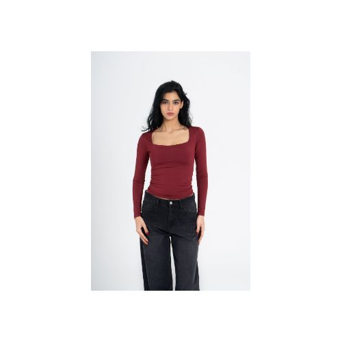 OUTDATED Square Neck Long Sleeve - Burgundy