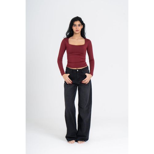 OUTDATED Square Neck Long Sleeve - Burgundy - image 2