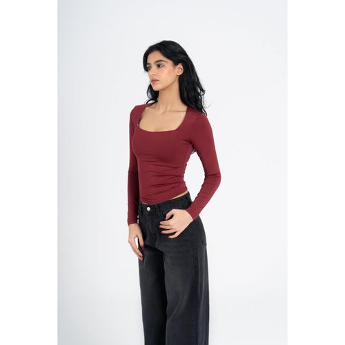 OUTDATED Square Neck Long Sleeve - Burgundy - image 3