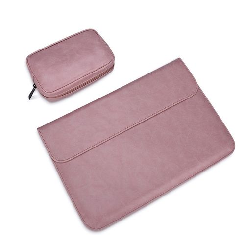 Buy PU01S PU Leather Horizontal Invisible Magnetic Buckle Laptop Inner Bag For 15.4 Inch Laptops, With Small Bag (Pink) in Egypt