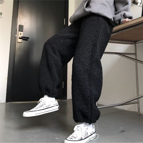 Fashion (Black)Faux Fur Pants Winter Warm Thick Sweatpants Joggers