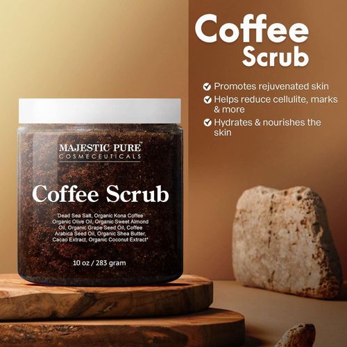 product_image_name-Majestic Pure-Arabica Coffee Scrub - All Natural Body Scrub for Skin Care, Stretch Marks, Acne & Cellulite, Eczema, Age Spots & Varicose Veins - 10 Oz, 10 oz -4