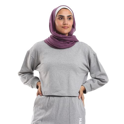 Buy M Sou Round Neck Long Sleeves Sweatshirt - Heather Grey in Egypt
