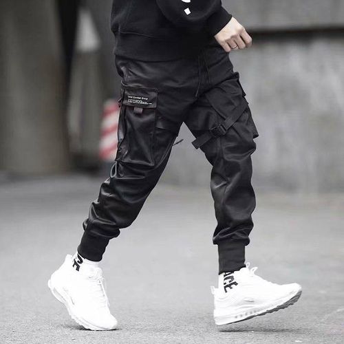 Black Cargo Pants Men Cool Streetwear Harajuku Korea Fashion Casual  Multi-Pocket Male Trousers Work Pants Men Motorcycle Style - AliExpress