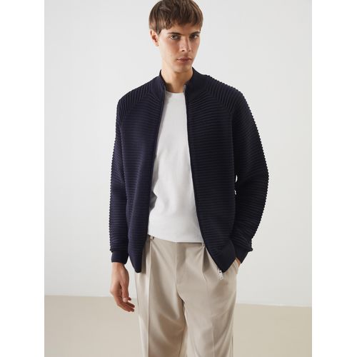 Regular Fit Funnel Neck Men's Knit Cardigan