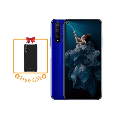 Honor 20 موبايل ثنائي الشريحة - 6.26 بوصة - 128 جيجا/ 6 جيجابايت - 4G - أزرق + غطاء