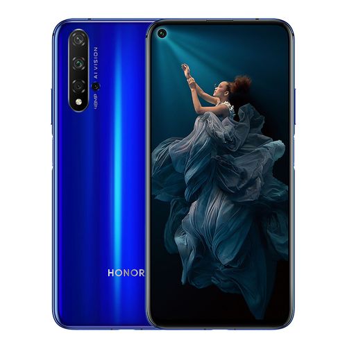 Honor 20 موبايل ثنائي الشريحة - 6.26 بوصة - 128 جيجا/ 6 جيجابايت - 4G - أزرق + غطاء