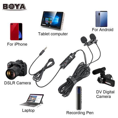 Boya BY-M1 3.5mm Lavalier Clip Microphone For Smartphones &amp; DSLR Cameras - Black