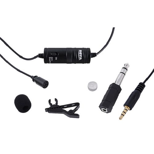 Boya BY-M1 3.5mm Lavalier Clip Microphone For Smartphones &amp; DSLR Cameras - Black