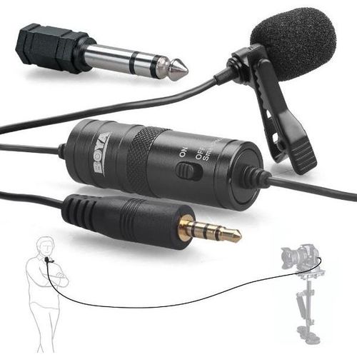 Boya BY-M1 3.5mm Lavalier Clip Microphone For Smartphones &amp; DSLR Cameras - Black