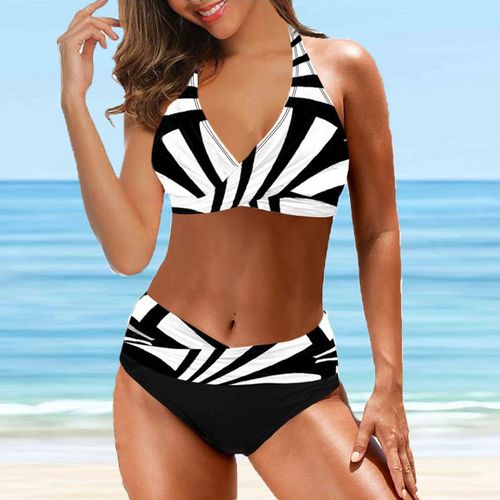 Fashion (8032-black)Summer Women Bikini Swimwear Women Loose Size Bikinis  Set Swimsuit Abstract Printing Bathing Suit Two-piece Set Swimsuit MAA @  Best Price Online