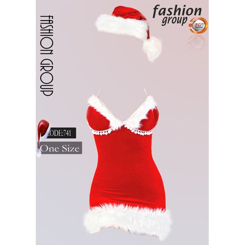 Buy Fashion Group Christmas Miss Santa's With Hat And Fur Balls - Red in Egypt