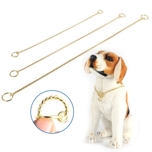 Tebru Dog Choke Chain,Dog Choke Collar,3 Sizes New Gold/Black Metal Snake  Chain Twisted Necklace Pet Dog Show Training Choker Collars 