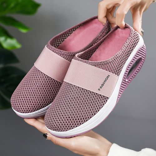 Flangesio Summer Sneakers Women's Shoes Size 41 42 43 Ultra-Breathable Mesh  Casual Shoes Woman Sports Walking Sneakers Shock-absorbing Cushion Female  Platform Shoes Ladies Slip On Tennis Footwear Pink @ Best Price Online