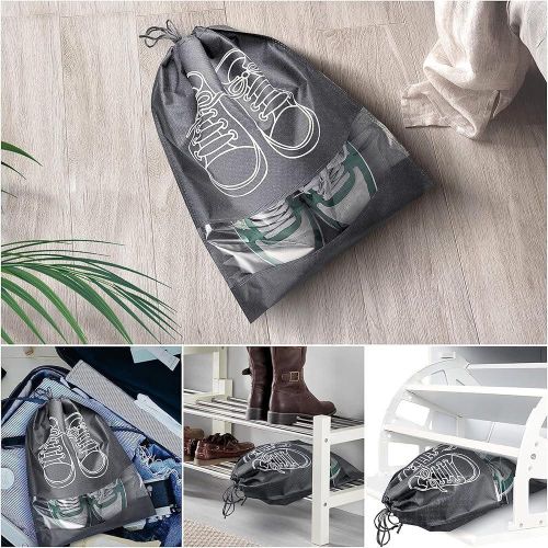 product_image_name-Generic-Large Travel Shoe Storage Bag – Non-Woven Drawstring Shoes Organizer with Clear Window for Men & Women 2 pcs-7