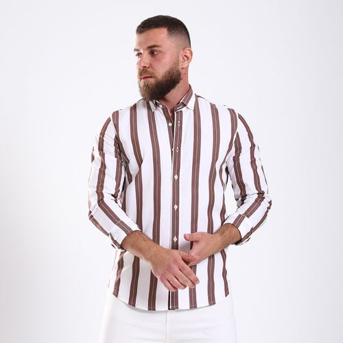 Clove Hitch Long Sleeves Striped Men Shirt - White @ Best Price