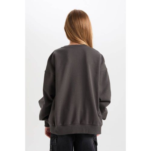 product_image_name-Defacto-Girl Crew Neck Oversize Fit Sweat Shirt - Anthra-4