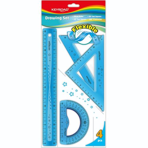 product_image_name-Keyroad-طقم هندسي مرن كى رود مسطرة 30 سم 4 قطعة ازرق موديل KR972501-1