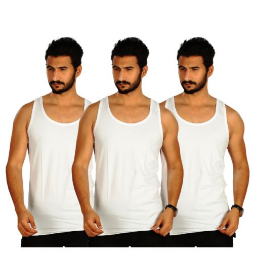 Buy Hero Basic Tank Top, 95% Cotton  5%Lycra   - Set Of 3 Classic Men Under Tanks - White in Egypt