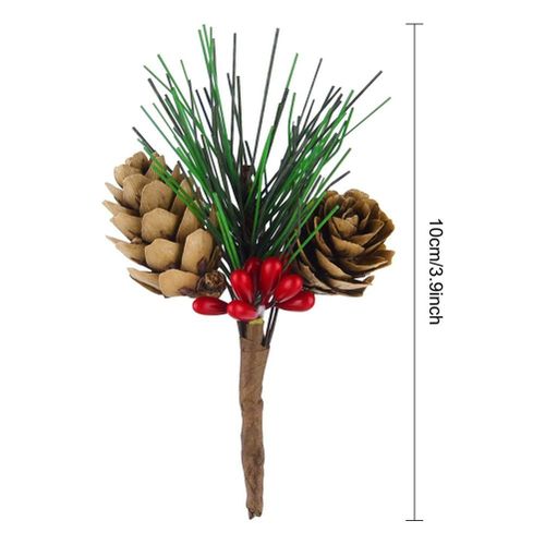 Generic 30 Pcs Artificial Pine Cone Picks and Red Berry Mini