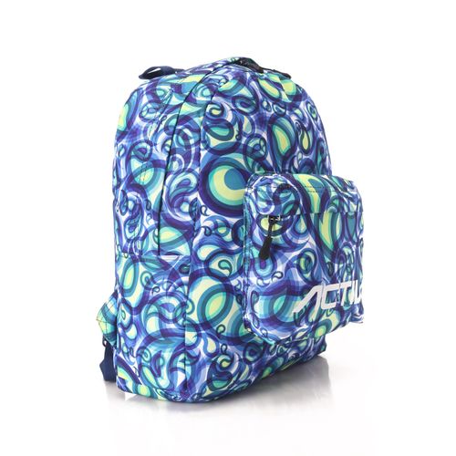 Activ Patterned Backpack With Printed Logo - Blue & Green - image 4