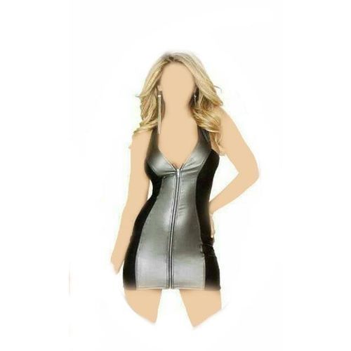 Buy Lingerie - Short Dress - Black In Silver - Leather in Egypt