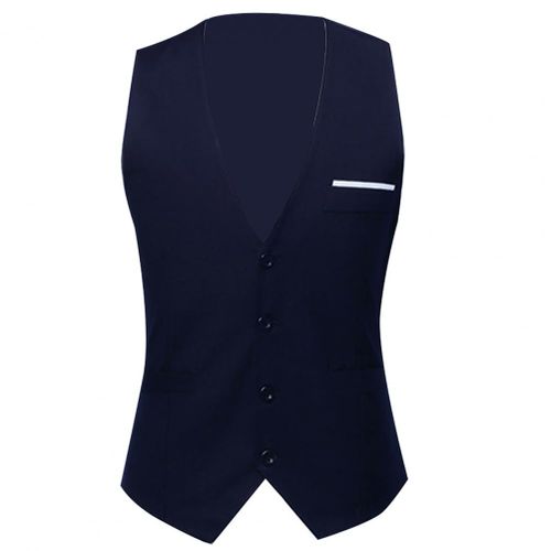 Men Slim Fit Suit Vest Waistcoat Casual Formal Single Breasted