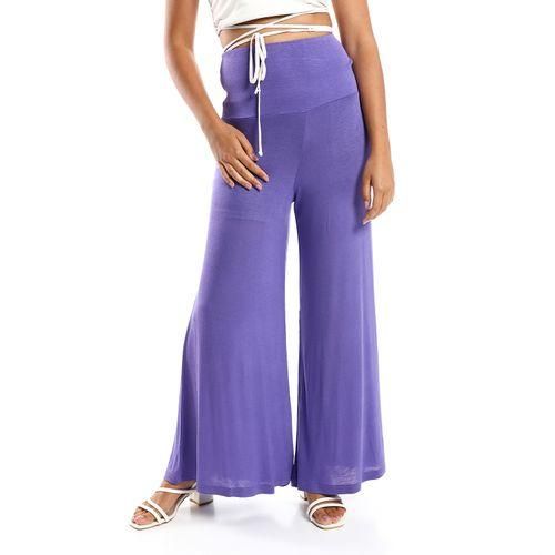 product_image_name-Kady-Solid Pattern Flare Fit Pants - Purple-1