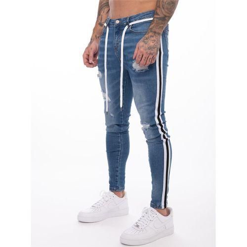 Fashion Light BlueTejanos Blancos Hombre Hole Mens White Jeans Slim Fit Side Stripe Biker Skinny White Jeans Men Spijkerbroeken Heren Denim Men XXA Best Price Online Jumia Egypt