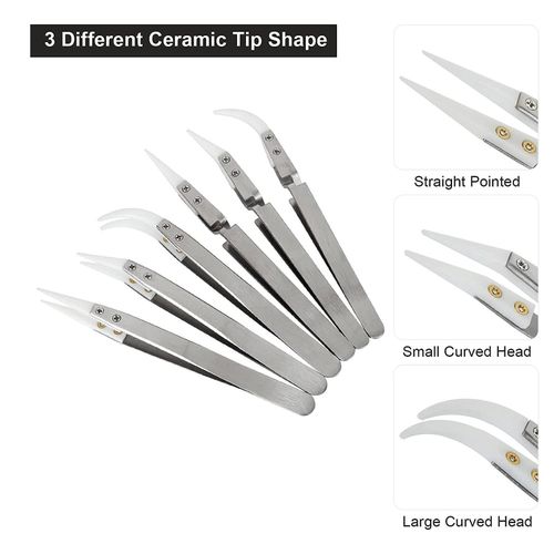 Ceramic Tweezers/ White Head Tweezer Anti-static Steel Tweezers