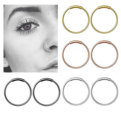 اشتري Fashion Xiuxingzi Stainless Steel Hinge Septum Piercing Nose Ring Fake Hoop Lips Ear Ring - 8mm في مصر