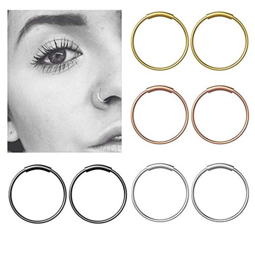 Buy Fashion Xiuxingzi Stainless Steel Hinge Septum Piercing Nose Ring Fake Hoop Lips Ear Ring - 8mm in Egypt
