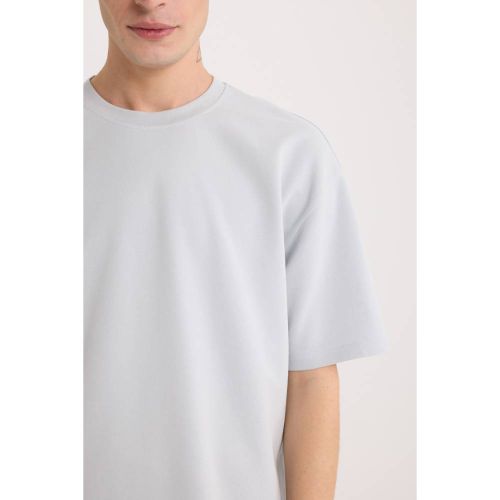 product_image_name-Defacto-Man Crew Neck Oversize Fit Short Sleeve T-Shirt - Lt.Grey-4