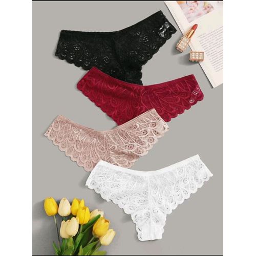 SHEIN 4pack Floral Lace Panty Set-7979 @ Best Price Online