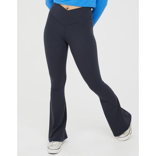 Shop OFFLINE By Aerie The Hugger High Waisted Foldover Flare Legging online