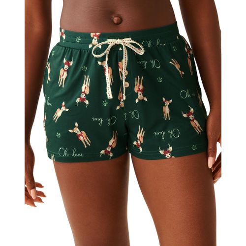 product_image_name-La Vie En Rose-Deer Print Super Soft Pajama Shorts-1