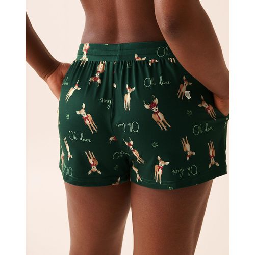 product_image_name-La Vie En Rose-Deer Print Super Soft Pajama Shorts-2