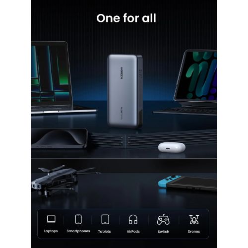 product_image_name-Ugreen-Fast Charging Power Bank, 25000 mAh, 3 Port, PB205 - Grey -7