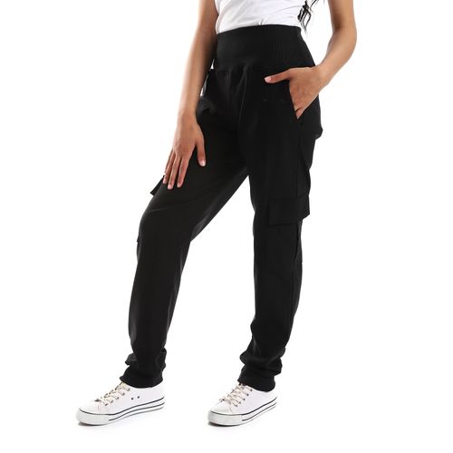 Buy Red Circle Regualr Fit Black Joggers With Elastic Hem in Egypt