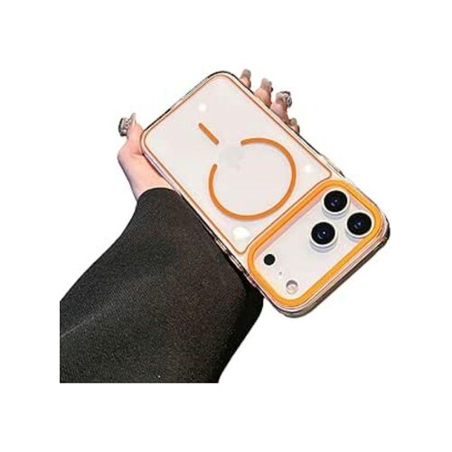 product_image_name-Generic-جراب هاتف مغناطيسي شفاف بلون موحد لحواف هواتف آيفون، متوافق مع تقنية MagSafe (لآيفون 17 برو، برتقالي)-1