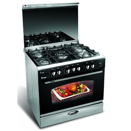 product_image_name-Unionaire-C6090Ss-Dc-511-Idsc I-Cook Gas Cooker - 5 Burner - 90X60 Cm - Silver/Black-1