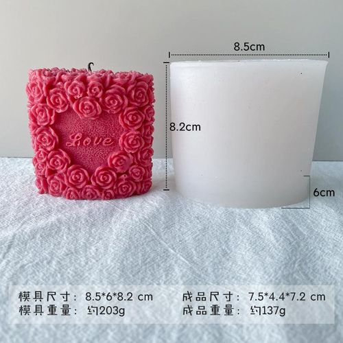 Generic DIY Candle Silicone Mold Rose Heart Love Aromatherapy