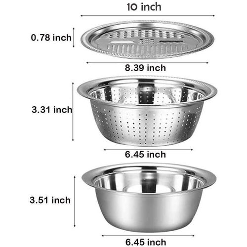 product_image_name-Generic-وعاء متعدد الاستخدامات مصنوع من الستانلس ستيل مزود بغطاء، يمكن استخدامه كوعاء لمزج السلطو او قطاعة جبن او مصفاة لغسل الخضروات والفواكه والارز-2
