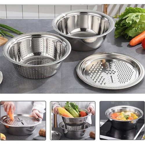 product_image_name-Generic-وعاء متعدد الاستخدامات مصنوع من الستانلس ستيل مزود بغطاء، يمكن استخدامه كوعاء لمزج السلطو او قطاعة جبن او مصفاة لغسل الخضروات والفواكه والارز-5