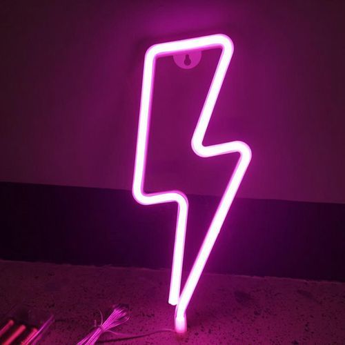 اشتري Lightning Neon Signs USB LED Night Light Wall Art Lights Pink Pink في مصر
